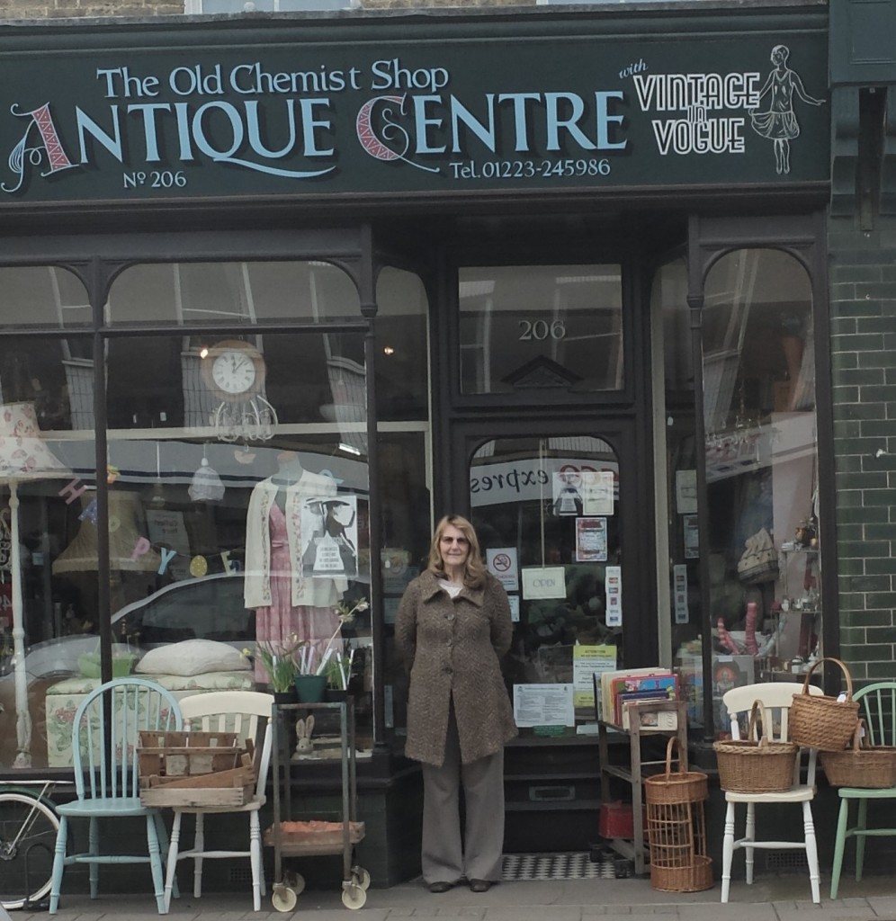 Tansy Tucker outside her antique shop, 2015.