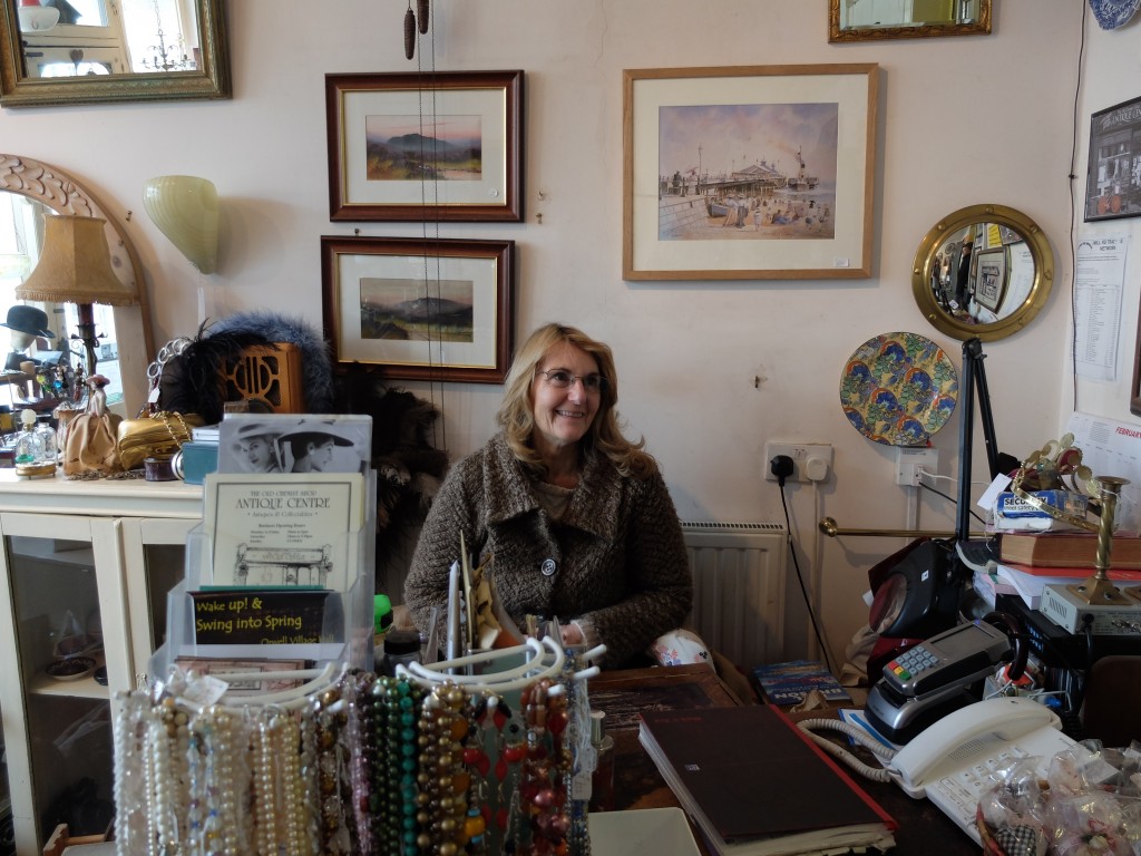 Tansy Tucker in her antique shop, 2015.