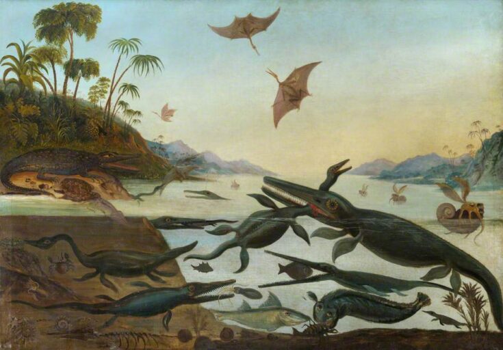 Life in the Jurassic Sea, Robert Farren c1850, Sedgwick Museum Cambridge
