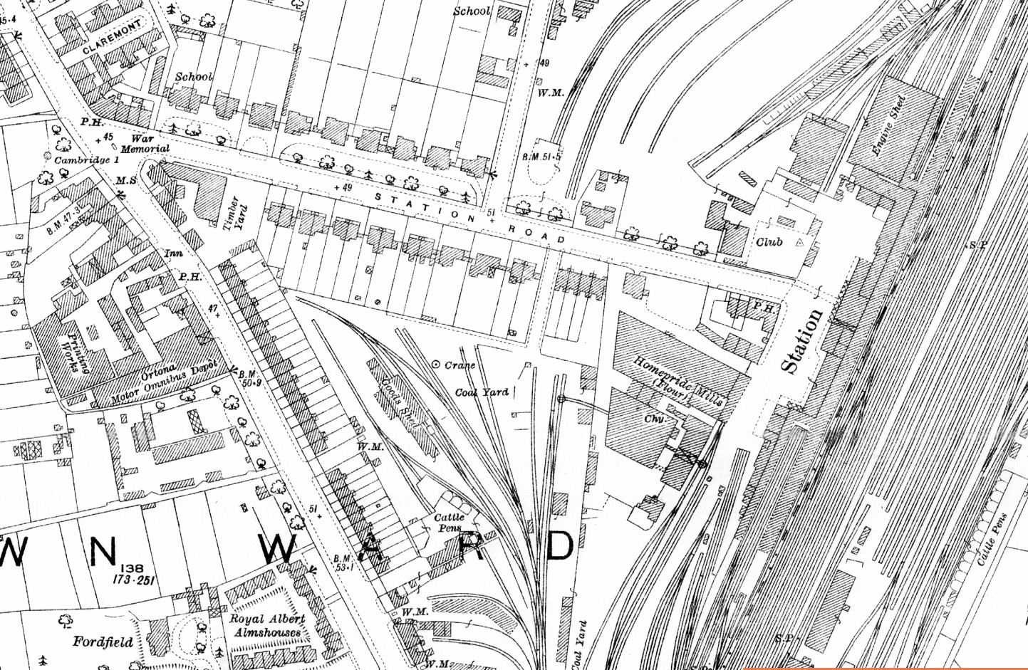 OS Survey Map 1927 vicinity of Station Road Cambridge OS Survey Map 1927 vicinity of Station Road Cambridge