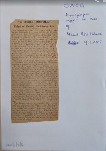 Queen Street Cambridge, Mabel Alice Holmes, report 1915 