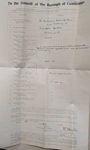 1937 Planning application 48 Bateman Street Cambridge